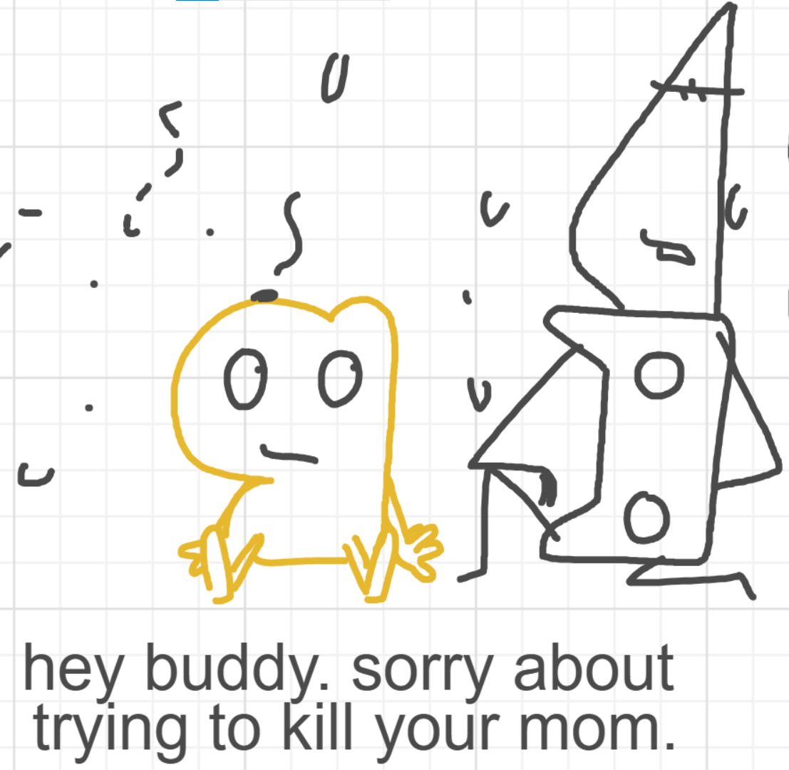 A panel from I've Been Everywhere, Man, episode nine of the Board Boards object show by Furretwalk/WalkingFurret.